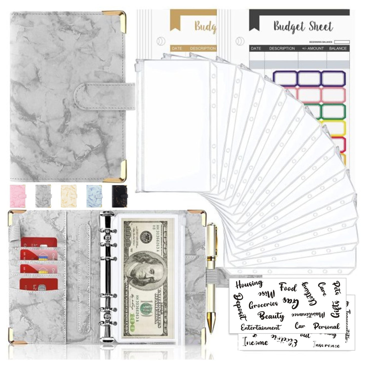 Marble Wish Binder Savings Challenge binder