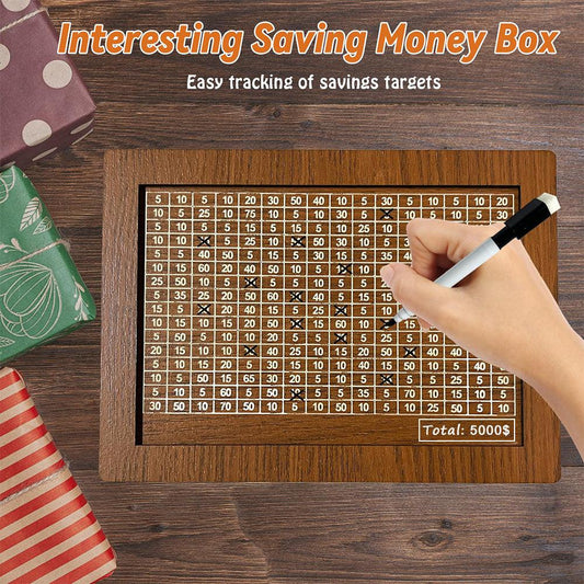 Retro Style Wooden Money Box with Counter Piggy Bank