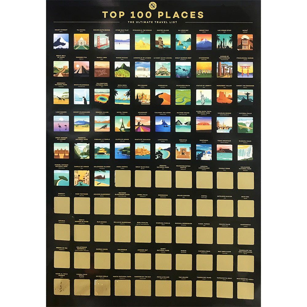 ⭐️Top 100 Travel Places Scratch Off Poster