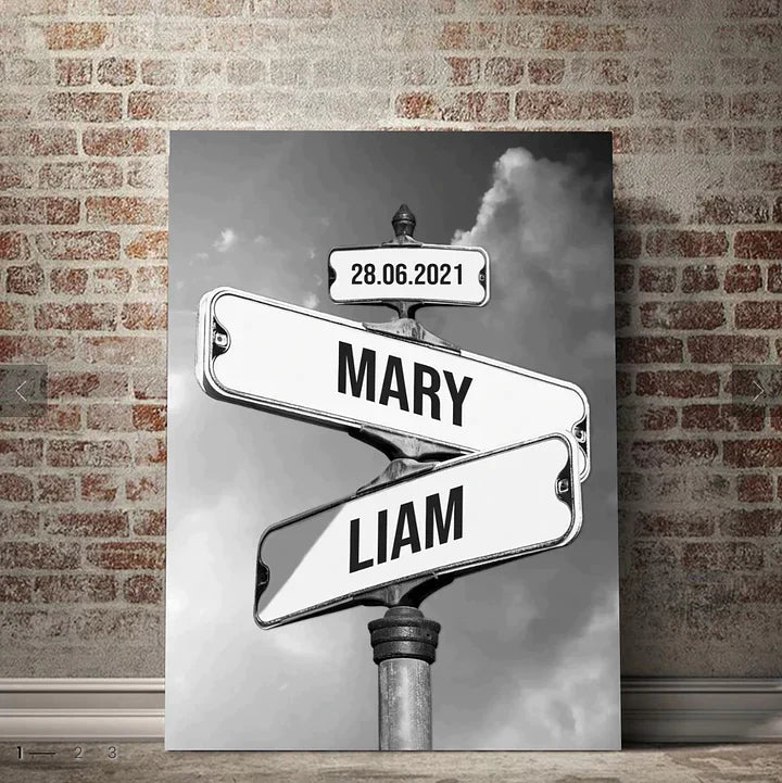 Personalized Canvas Vintage Street Sign for couples